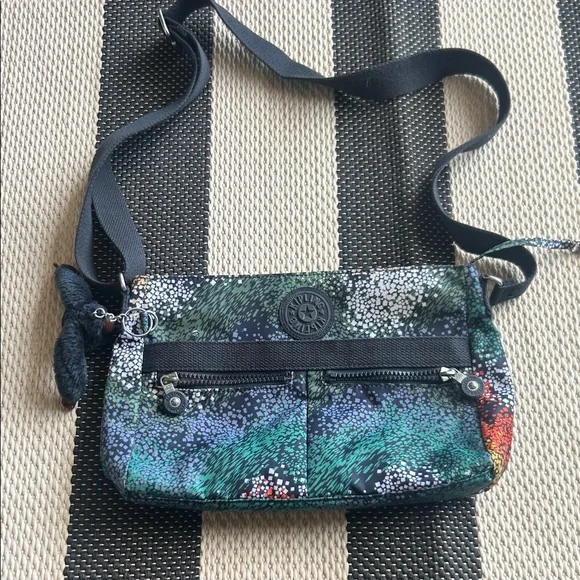 Kipling Multicolor Green & Teal Patterned Crossbody Bag - Picture 1 of 3